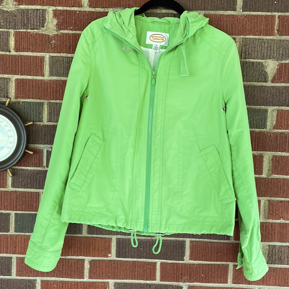 Talbots green hooded rain jacket